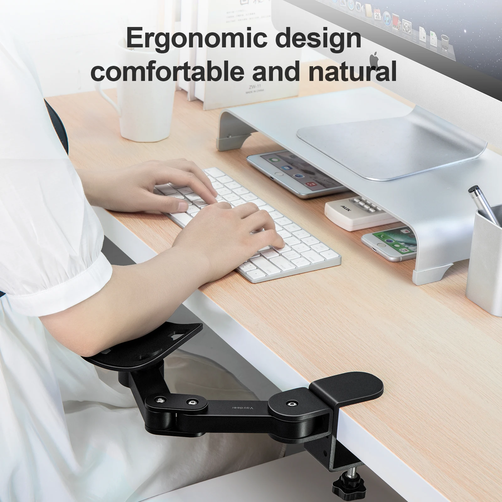 Apoio de Pulso Ergonômico Ajustável Apoio de Pulso Apoio para o Braço Suporte para Mouse 360 ° Rotativo Ombro Confortável - Imagem 5