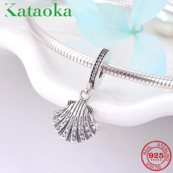 

2018 Summer Beads Charm 925 Sterling Silver Natural Shell Charms for Jewelry Making Fit Original Pandora Charm Bracelets