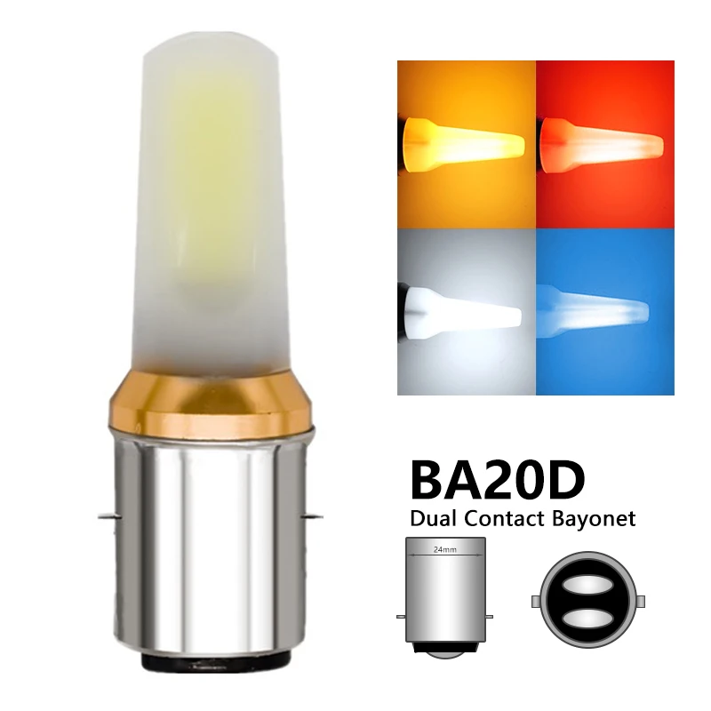 1 шт 12/24V Hi/короче спереди и длиннее сзади) ЛУЧ BA20D H6 H6M P15D COB светодиодный светильник