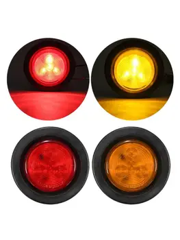 

4LED Truck Trailer Round Side Marker Indicators Light Signal Lamp Clearence Light Red/Amber 12V 30V Car Truck Rear Tail