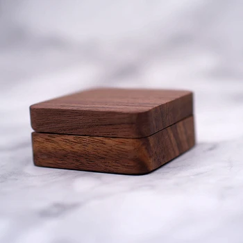 

Rustic Small Bride Groom Bearer Case Earring Necklace Wedding Engagement Ceremony Storage Holder Black Walnut Ring Box Jewelry