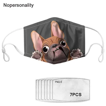 

Nopersonality French Bulldog Mask 2020 Fashion Dog Printing Reusable Women Face Mouth Cover masque Non-disposable Dustproof Mask