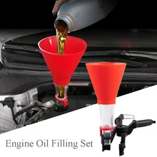 1Set Car Engine Oil Filling Funnel Set Adjustable Gasoline Oil Filling Tools Holding Clamp for MotorBike Truck Car Accessories