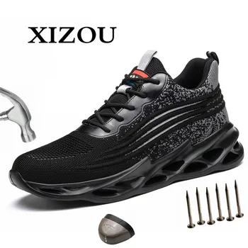 

XIZOU Men Safety Shoes Boots Breathable Work Shoes Outdoor Comfort Non-Slip New Design Casual Puncture-Proof Deodorant Size 48