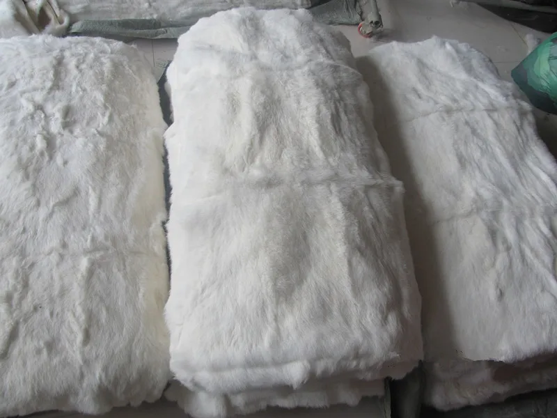 Natural real genuine full pelt rabbit Fur Blanket leather Soft plate Mattress Clothing fabric Plates material