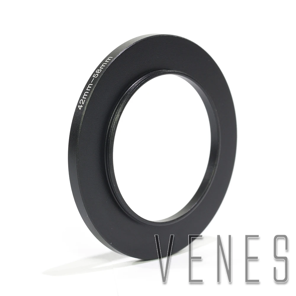 Bague D'Adaptation Filtre 42 Mm Vers 58 Mm – Aluminium Noir – Pour Objectifs Canon, Nikon, Sony