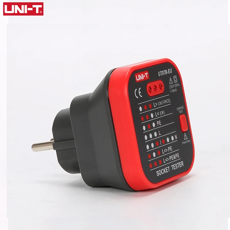 UNI-T UT07 Outlet Socket Testers Pro Detector EU UK Plug RCD Neutral Earth Wire Circuit Plug Polarity Phase Check 6