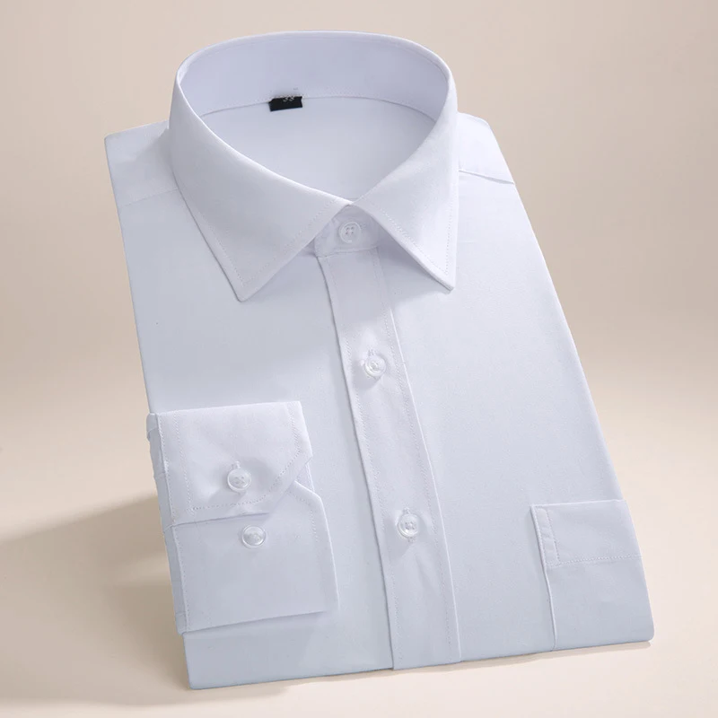 New Men s Long Sleeve Shirt Business Casual Cotton Printed Comfortable Slim Solid Striped Collar Dress 2