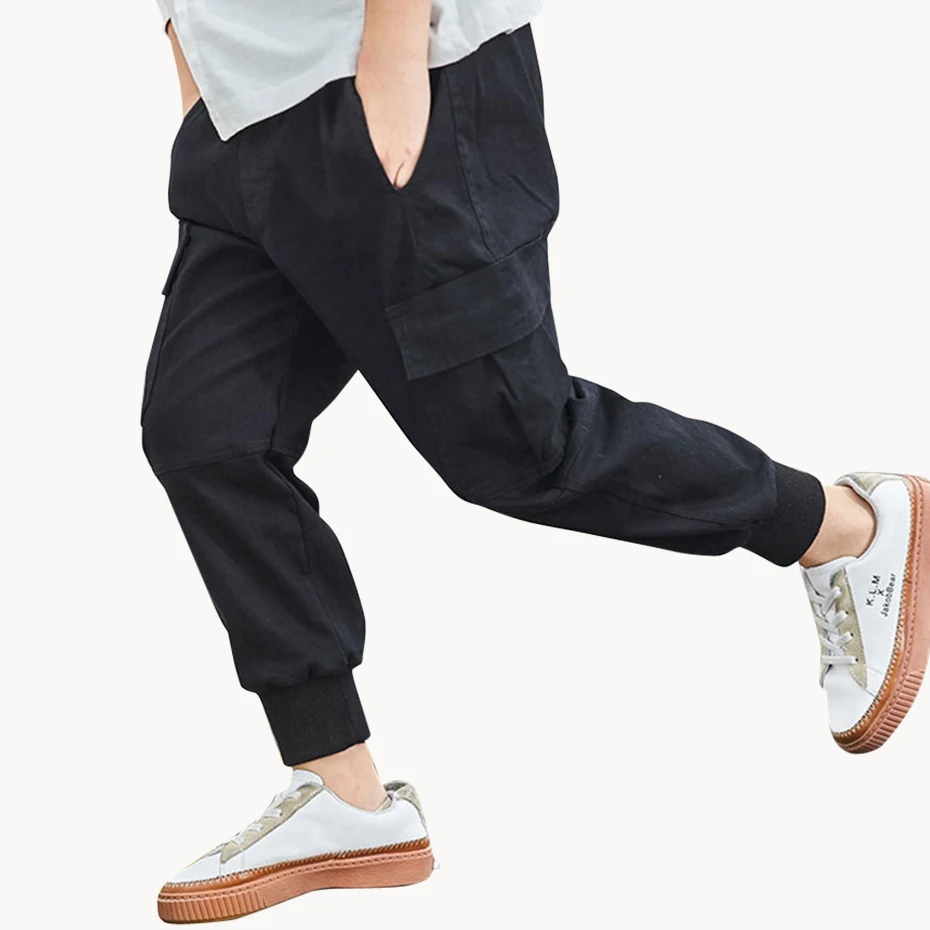 Штаны для мальчиков однотонные брюки-карго детские брюки с накладными карманами для мальчиков демисезонные повседневные штаны для мальчиков, уличная одежда для детей 6, 8, 10, 12, 14 лет
