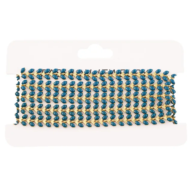 SAUVOO Oil Drop Wheat Shape Link Chains Necklace Gold Copper Chain Design Jewelry Accessories/Jewelry Findings & Components Peacock blue