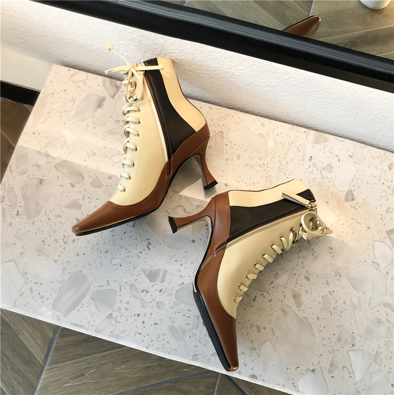 Г. Новые осенние женские ботильоны на высоком квадратном каблуке в европейском и американском стиле ботинки на молнии