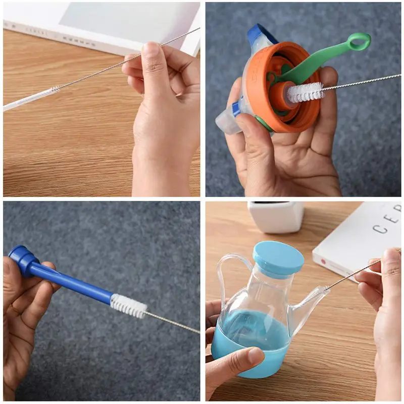 11 Pcs Nylon Tube Brushes Set Kettle Spout Brush Teapot Nozzle Brush Set for Drinking Straws/Glasses / Keyboards/Jewelry Cleanin