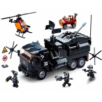 

759Pcs City Police Command Car Model Educational Building Blocks Toys For Child 6Years DIY Birthday Gift Small Bricks Compatible