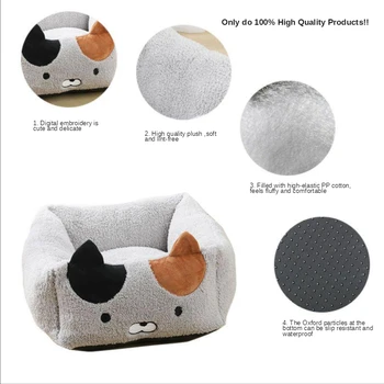 

Net Red Autumn And Winter New Warm Plus Velvet Removable And Washable Cartoon Embroidery Kennel Cat Nest Four Seasons Universal