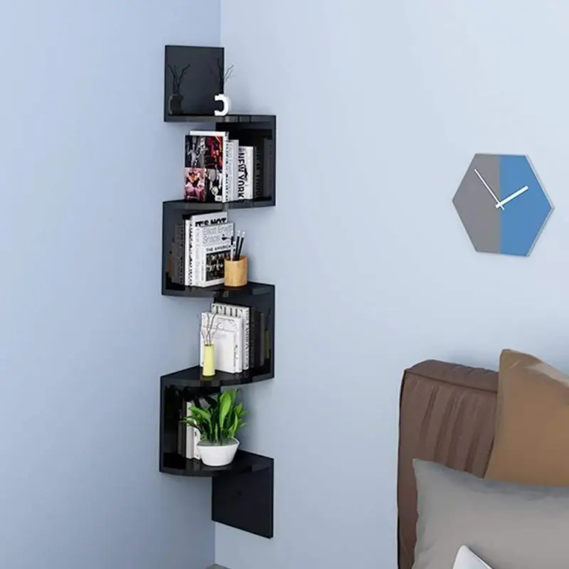 

Bedroom Bookcases Storage Rack 5 Layer Ledge Corner Hanger Rack Home Corner Storage Rack Decoration Display Decorative Frame HWC
