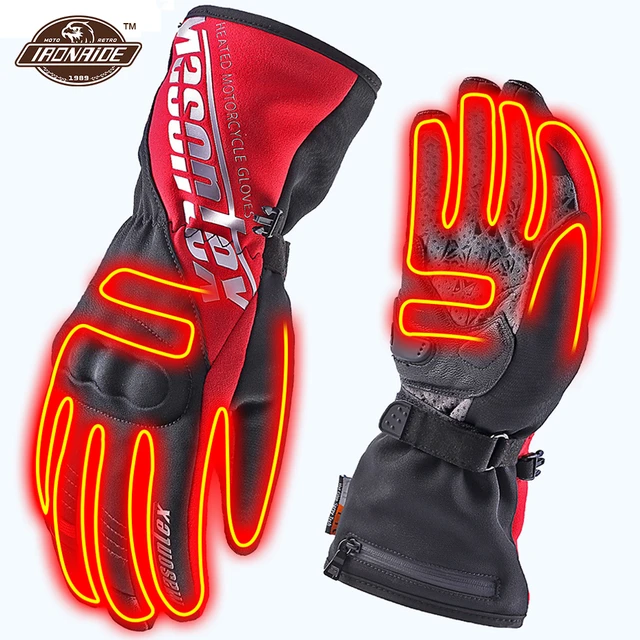 Guantes de invierno para motocicleta, resistentes agua, calefactables para pantalla táctil, esquí, eléctrica, protectores para _ - AliExpress Mobile