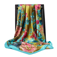 90*90cm luksusowa marka plac szalik moda plaża głowa kobiety Silk Wrap wiosna lato szal panie Foulard Bandanna tłumik hidżab 5