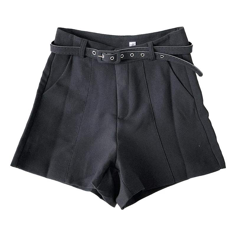 

Autumn Winter Women Shorts Korean Style Elegant High Waist Wide Leg Short Office Lady Comfortable A-line Chic Shorts Free Belt