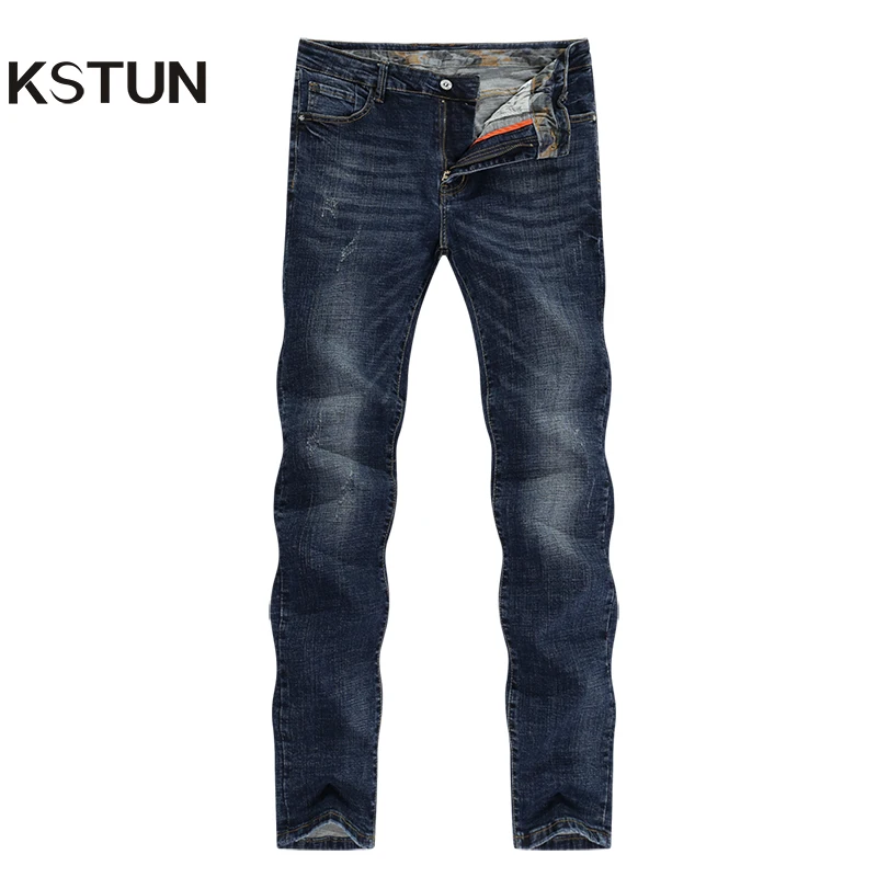 Мужские джинсы темно синего цвета KSTUN синие зауженные прямые Стрейчевые