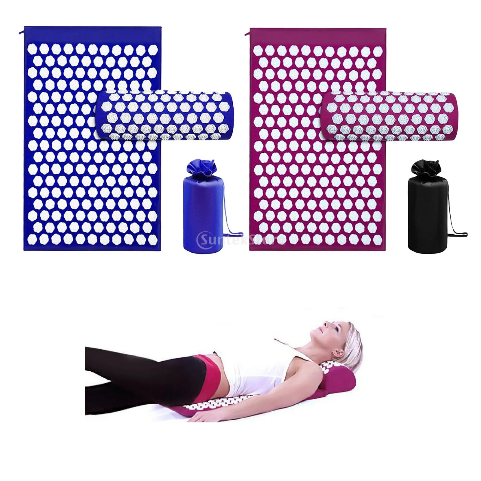 Trigger Point Therapy Acupressure Mat and Pillow Set for Back Neck Pain Relief Relieves Stress