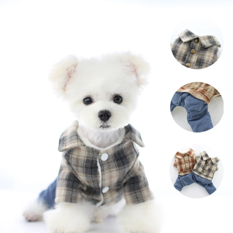 

British Plaid Dog Clothes for Small Dogs Winter Warm Windproof Coat Plus Velvet Puppy Clothes Chihuahua Yorkie Clothes Luxury