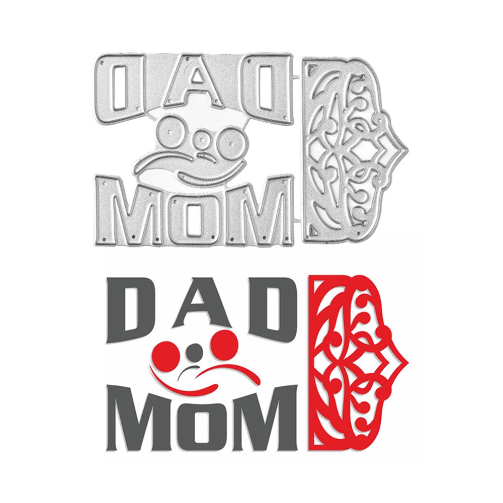 

YaMinSanNiO Dad Mom Letter Metal Cutting Dies Lace Crown Scrapbooking For Making Cards Decorative Embossing DIY Crafts Stencils