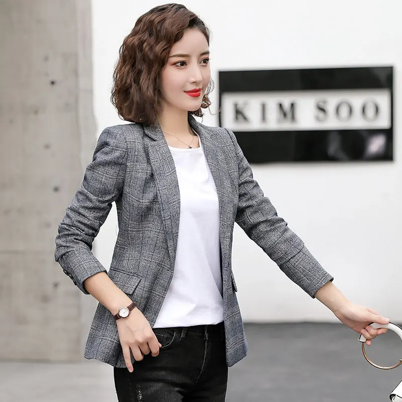 

CHIC Network Red Plaid Small Suit Coat Women's Spring And Autumn Korean-style New Style Versatile Blazer Wear Long Sleeve OL