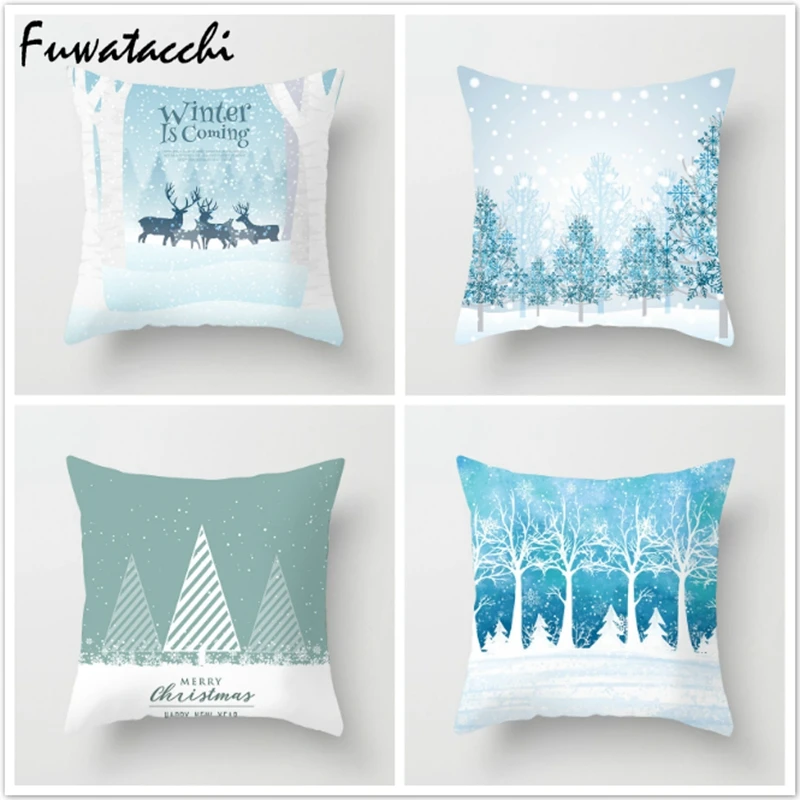 

Fuwatacchi Deer Tree Pillows Cover Winter Style Cushion Cover Christmas Pillow Case Snow Throw Pillows Home Decor for Sofa Car