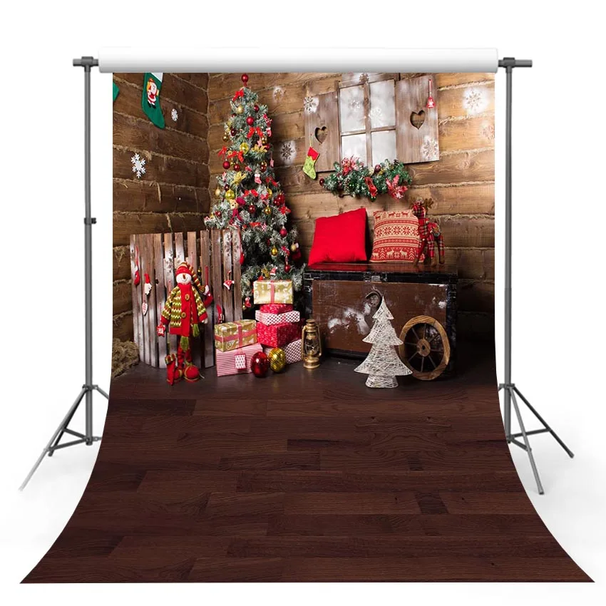Фон для фотосъемки Рождественский винтажный темно-коричневый Пол подарок Рождественская елка украшение день рождения фон для фотостудии