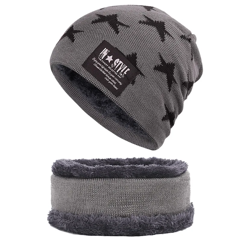 Gray 2 шт. шарф шапка зимняя вязаная шапка горох мужской шарф Skullies шапка зимняя шапка M& s. Мужская шляпа Gorras Шляпа Маска Шляпа - Цвет: Gray