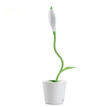 

LED girl desk lamp plant design pink table lamp with touch switch and USB rechargeable port for reading room office students