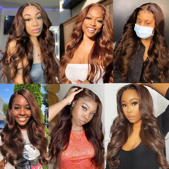 Colored Bundles With Closure Body Wave Brazilian Human Hair Weave Bundles T Lace Closure Remy Ombre Brown Straight Extension 2
