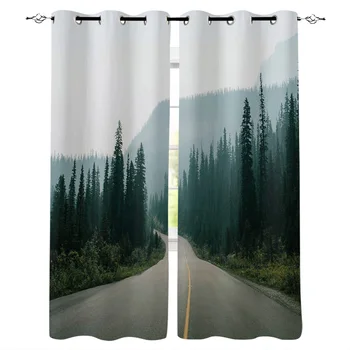 

The Forest In The Fog Window Curtains Home Decor Bedroom Kitchen Items Curtain Panel Curtains for Living Room