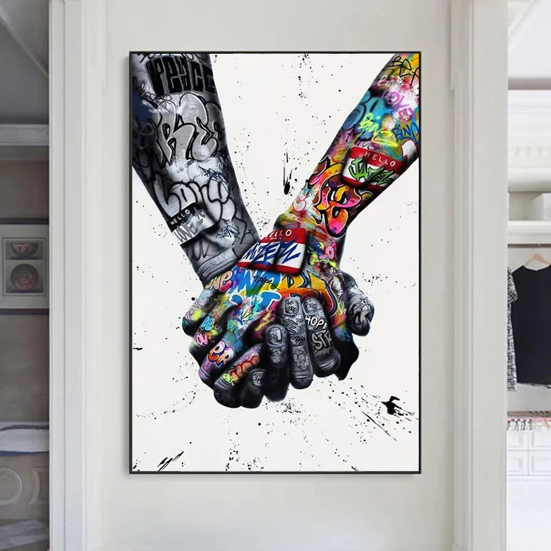

Lover Kissing Graffiti Art Canvas Paintings On the Wall Art Posters And Prints Abstract Street Art Wall Pictures Home Decor