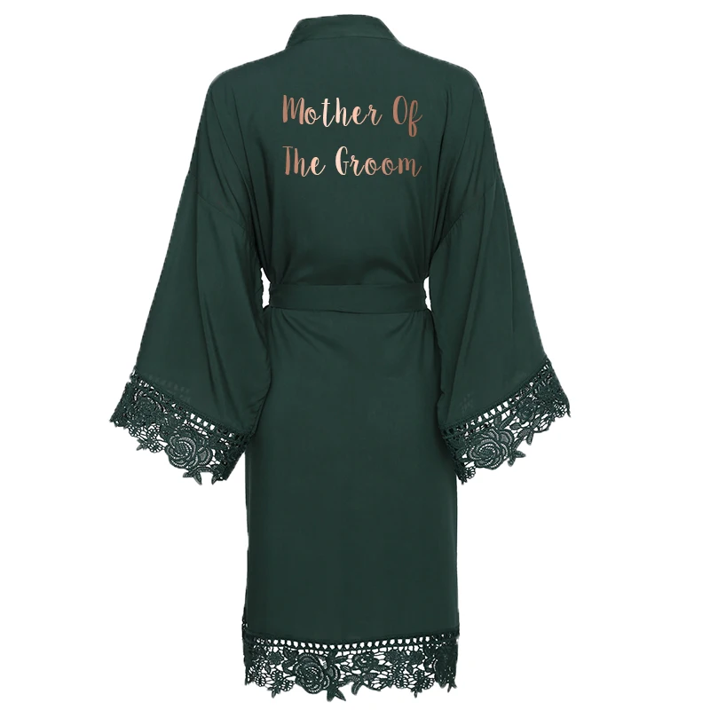 Owiter зеленое однотонное хлопковое кимоно для невесты и подружки невесты с кружевной отделкой женский свадебный халат белый халат для сна - Цвет: Green Mother Groom