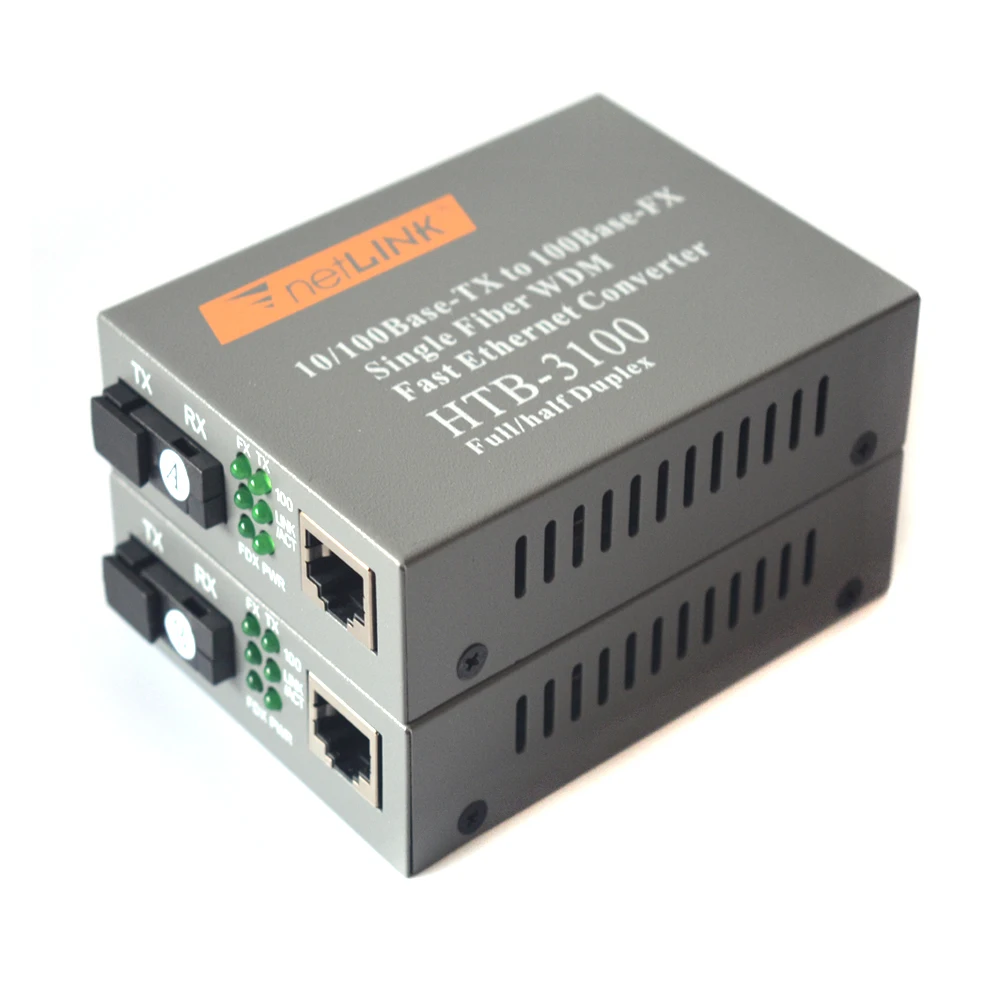 100 Мбит/с двунаправленный одномодовый SC Fiber Fast Ethernet медиаконвертеры-пара 10/100Base-TX к 100Base-FX до 20 км