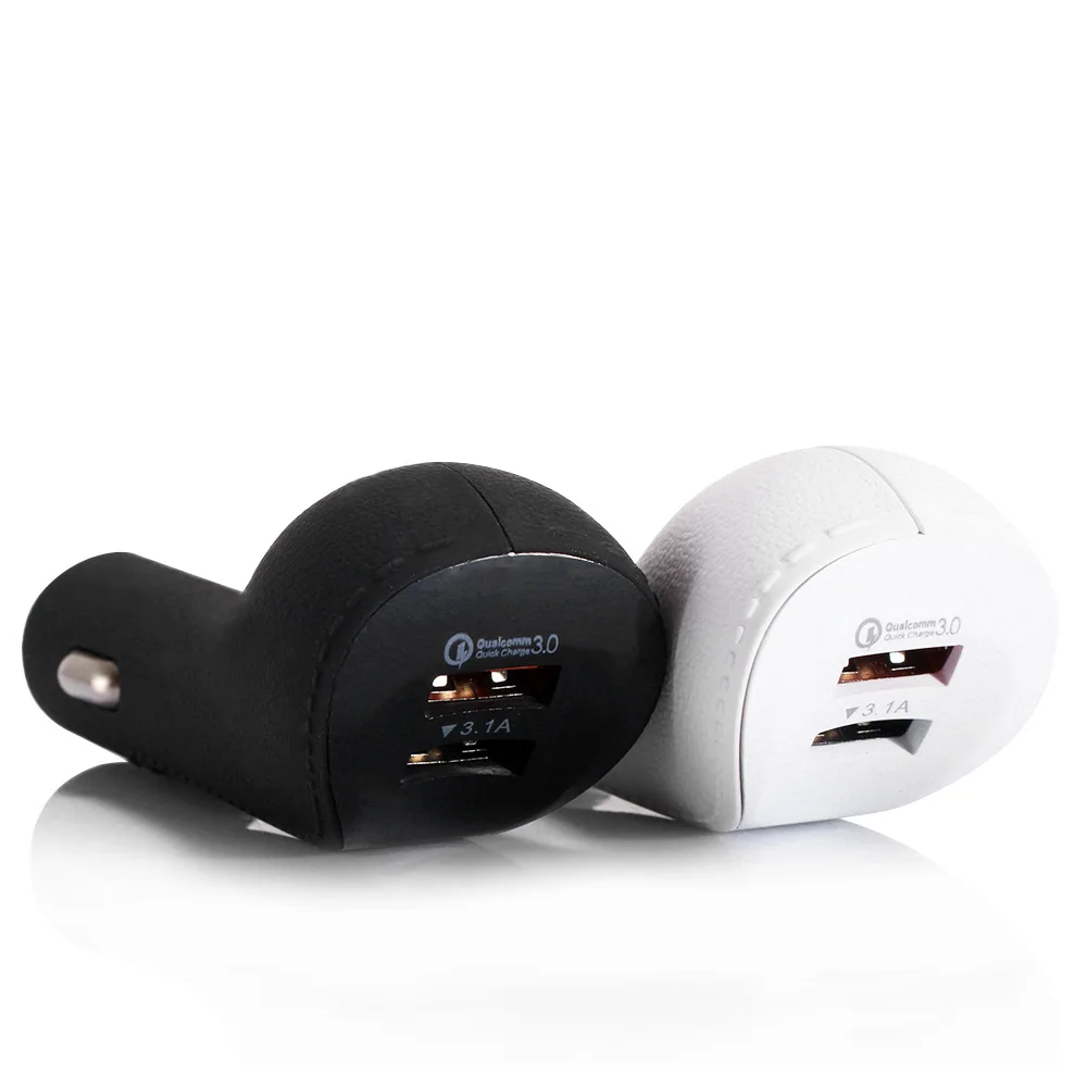 QC3.0 3 USB двойной рот автомобильное зарядное устройство для телефона Быстрая зарядка автомобиля один буксир два зарядного устройства