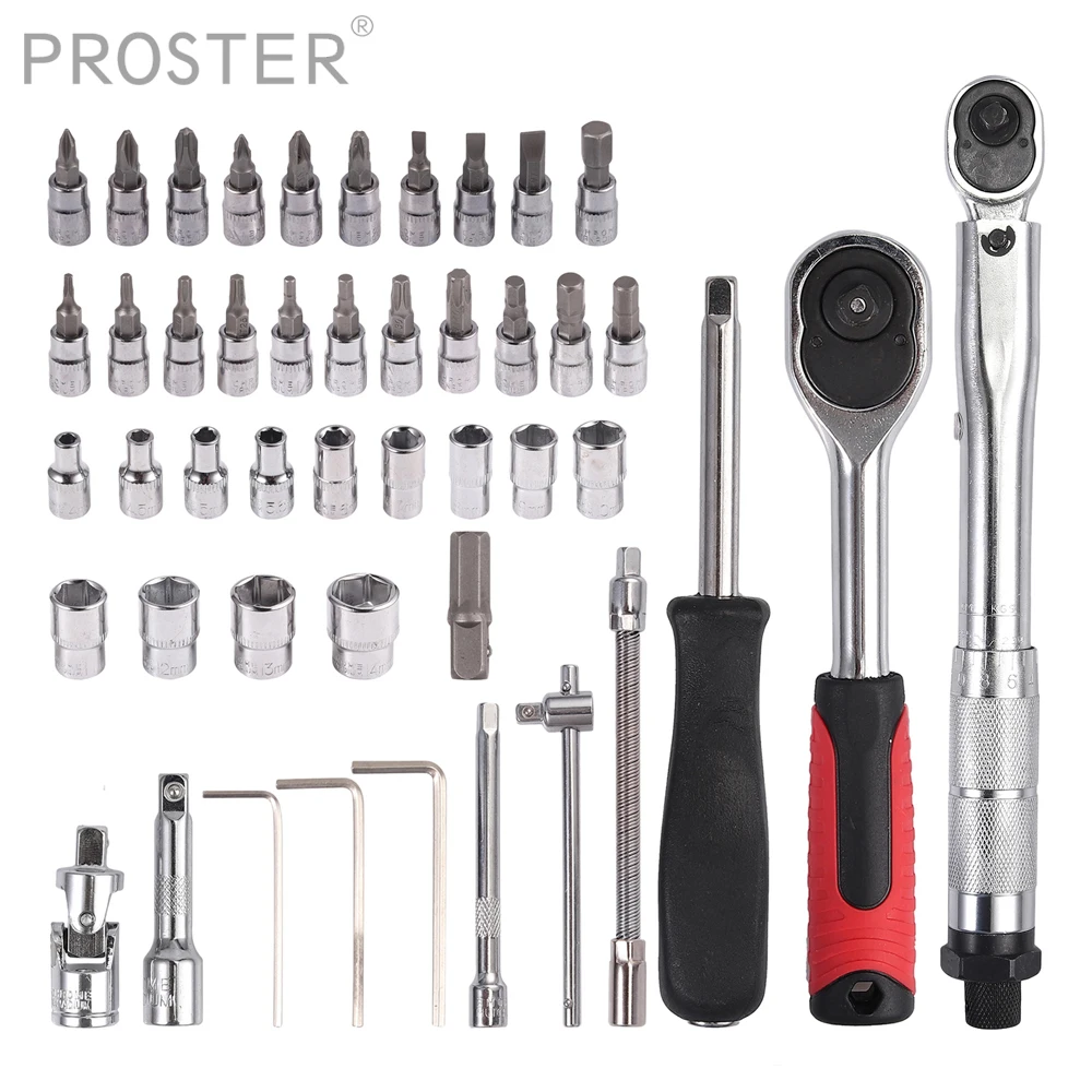 

Proster for 46-piece socket wrench set 1/4 "torque wrench 5 - 25Nm 1/4 ratchet box drive