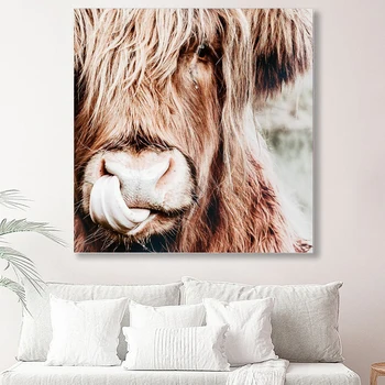 

Nordic Highland Cow Poster Cattle Prints Irvine Animal Art Canvas Painting Wall Pictures for Living Room Home Decor No Frame