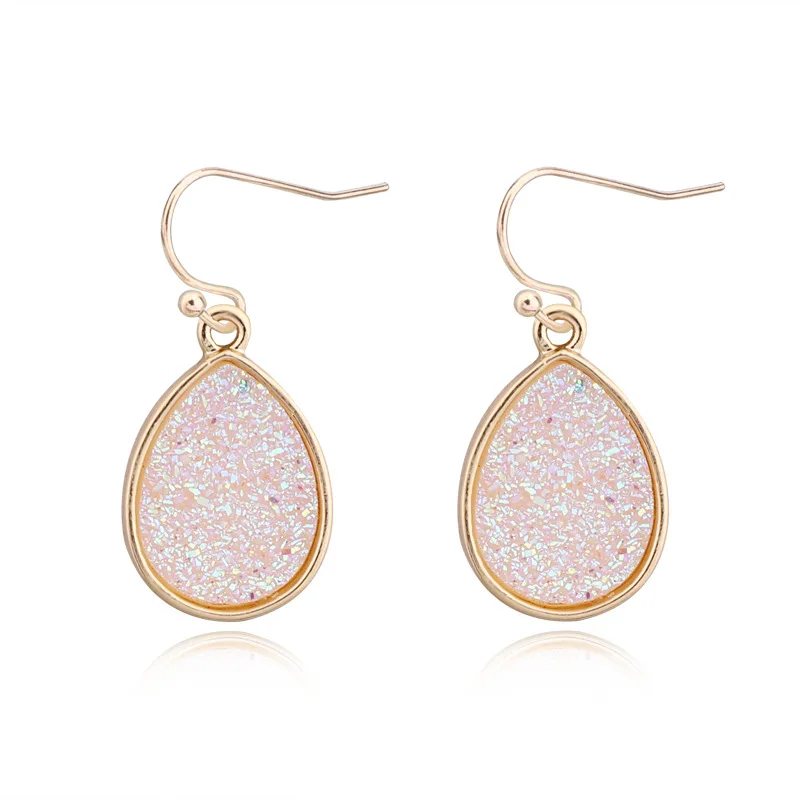 4 цвета s Drusy Druzy серьги в виде капли воды подвески из смолы очаровательные