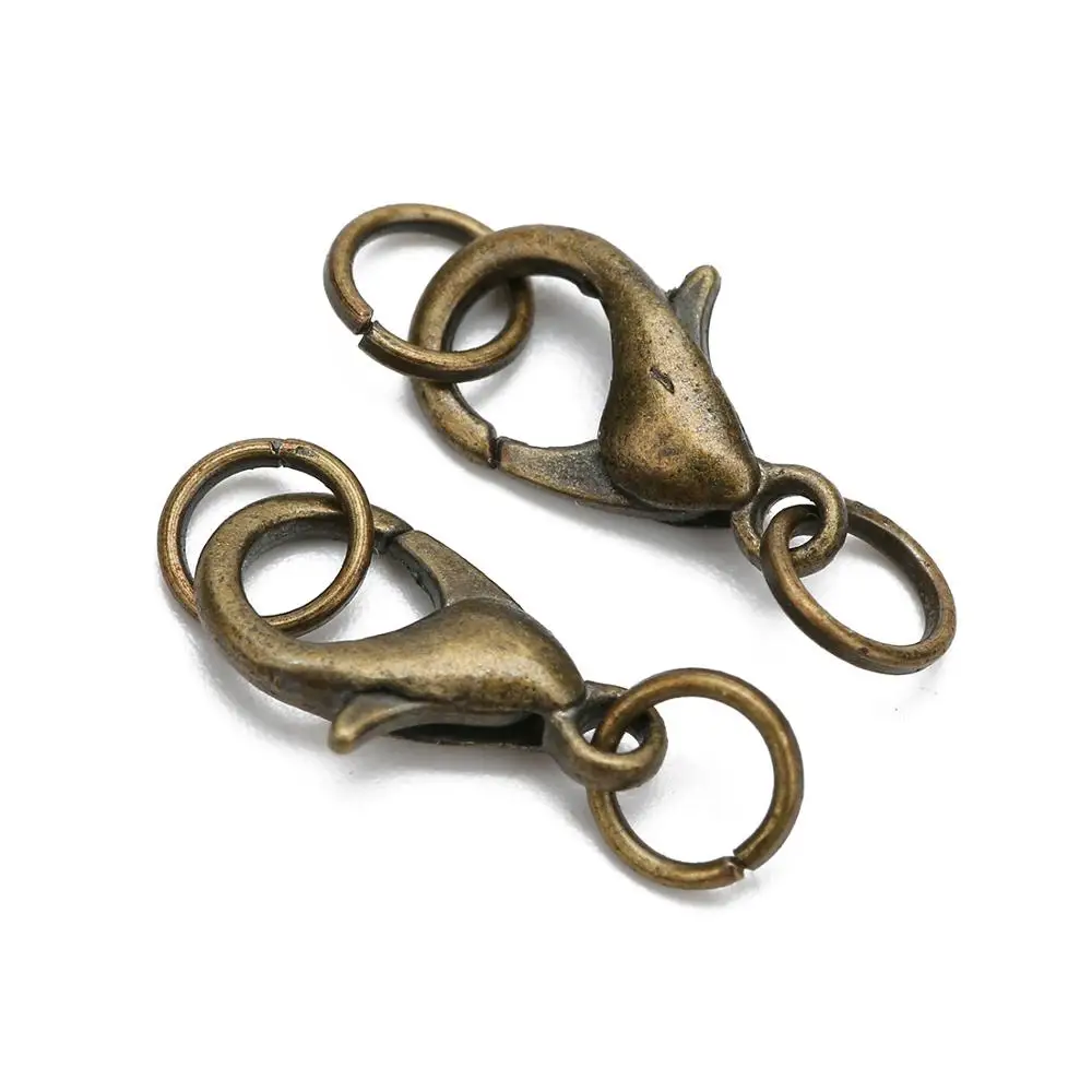 20pcs 10 12 14mm Lobster Clasps Hooks Set Metal Iron Gold Color Jump Rings End Clasps Connectors Necklace Supplies For Jewelry