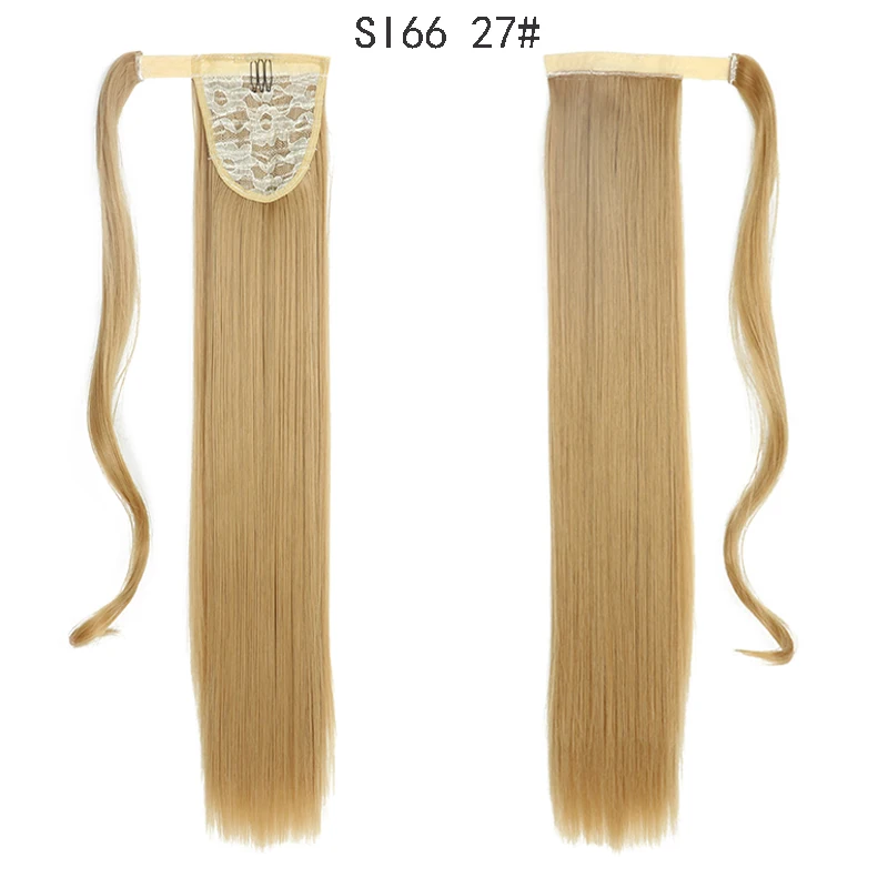 MERISIHAIR, длинные прямые накладные волосы на заколках с конским хвостом, термостойкие синтетические накладные волосы с конским хвостом - Цвет: SI66 27