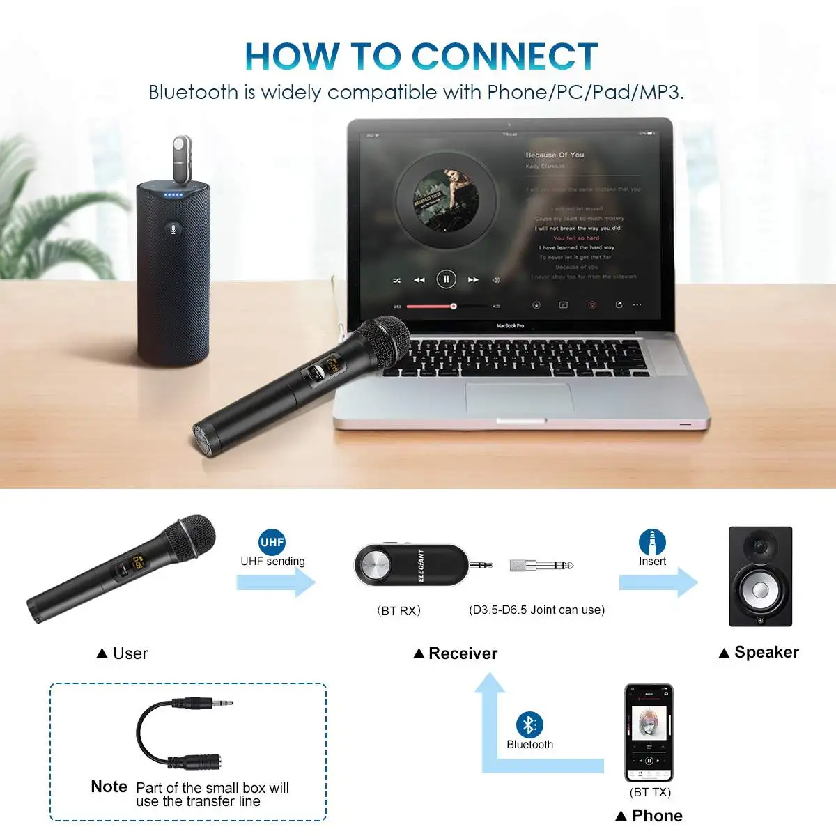 Беспроводной bluetooth UHF микрофон ручной микрофон Перезаряжаемый USB приемник караоке видео система микрофон