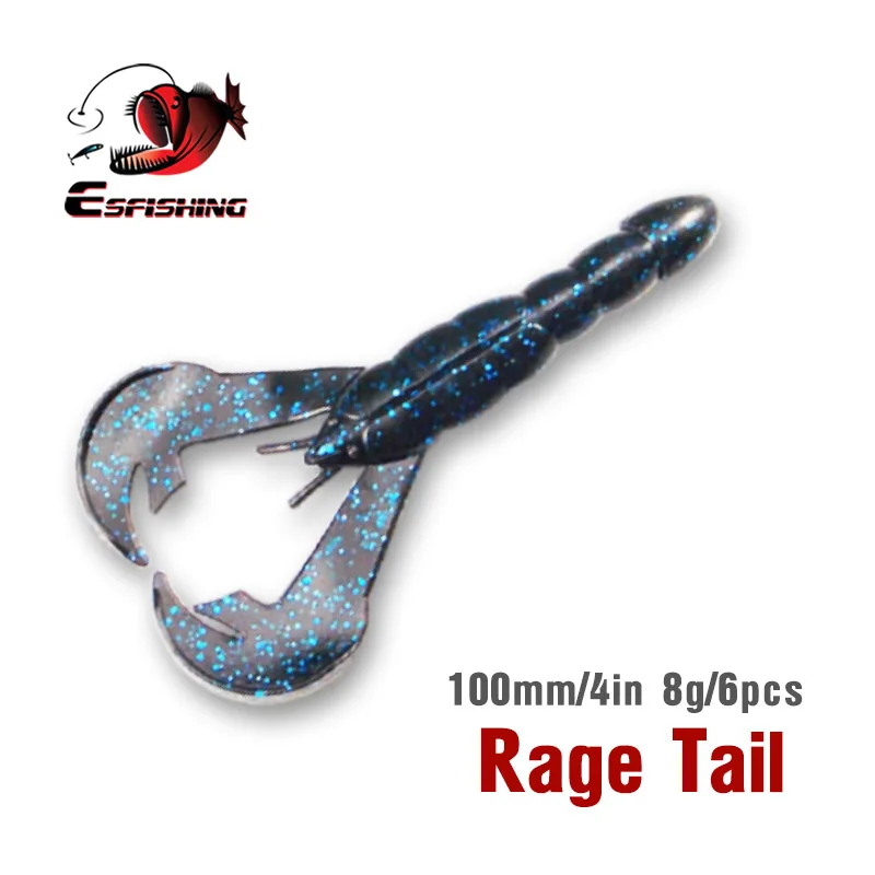 KESFISHING новая приманка приманки для рыбалки мягкие Rage хвост Craw 100mm 8g воблеры ловли