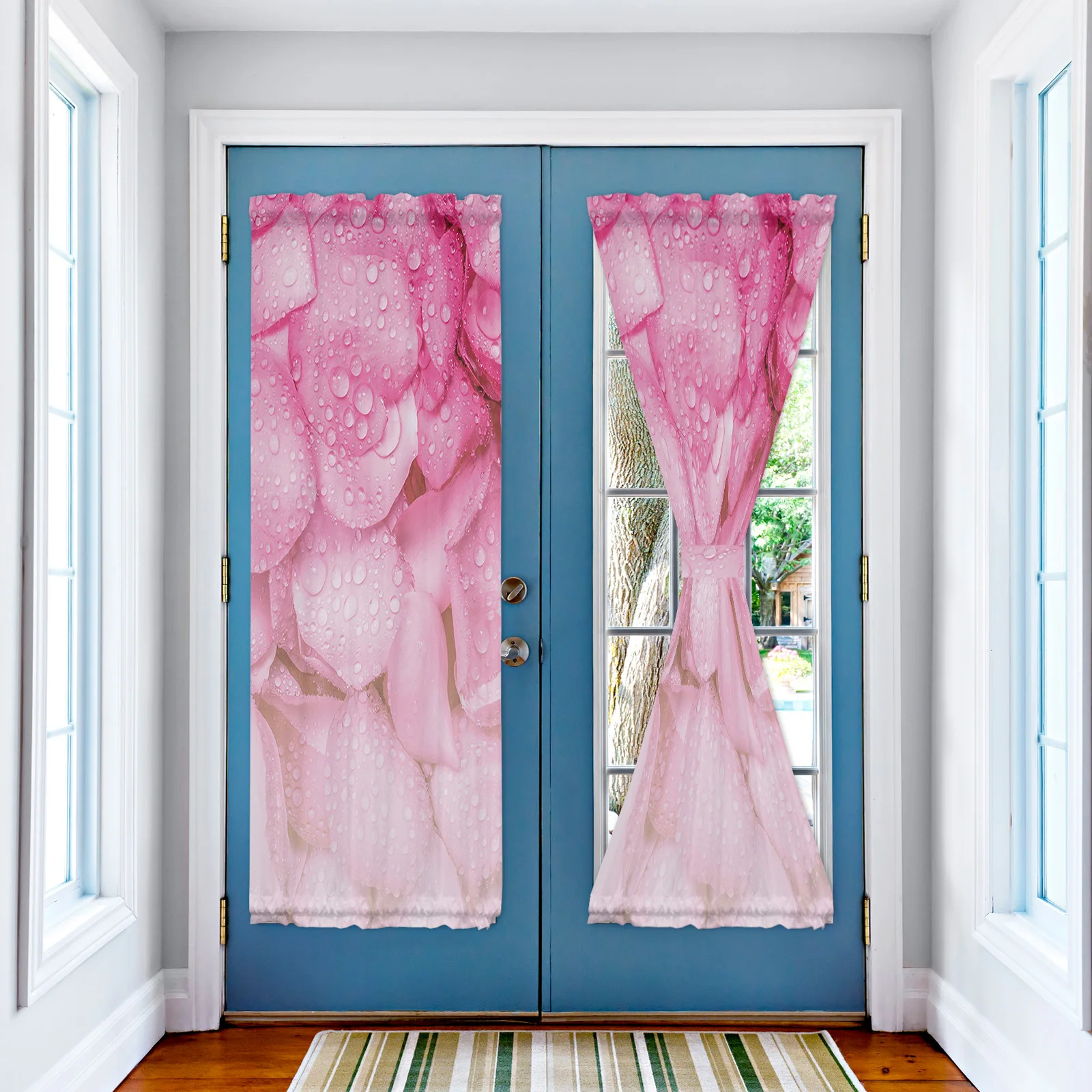 Pink Rose Petal Luxury Door Curtain for Kitchen Bedroom Home Decor