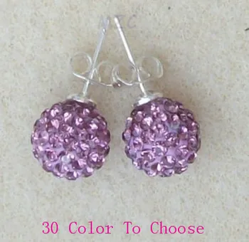 

fg34e!DHL EMS free +Gift.10mm Purple Crystal Beads fashion hotsale Earrings Stud Jewelry.