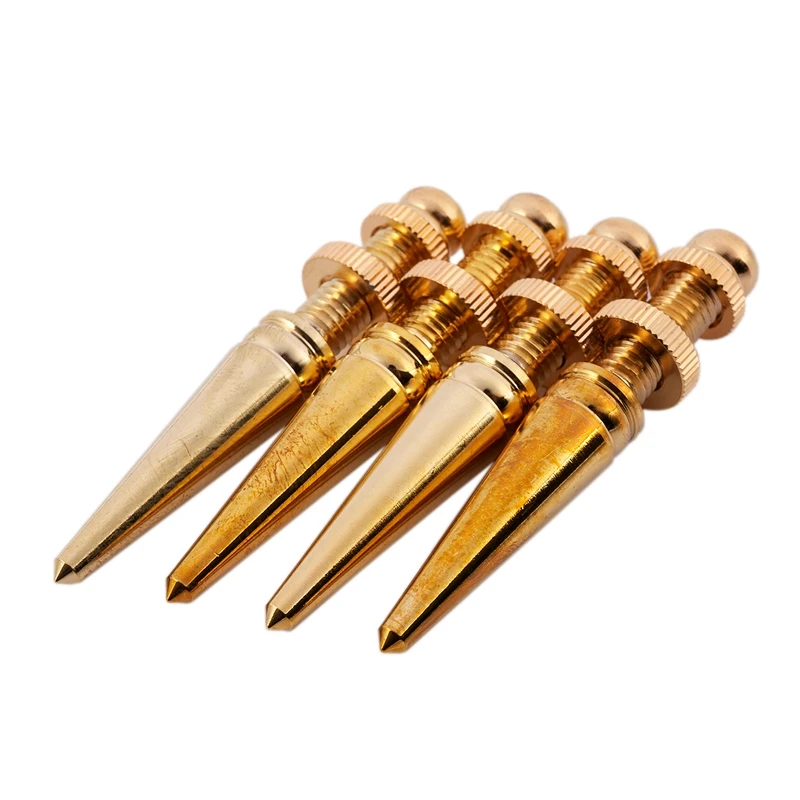 4PCS M8X75 Copper Speaker Spike Amplifier Shockproof Isolation Stand Feet Cone Base Pads Golded