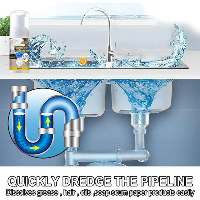 Drain Unclogs Dezodor Buborék Gyors Habosító Cső Tisztító Kotró Fehér Lefolyó Eltömődés Eltávolító - Image 2