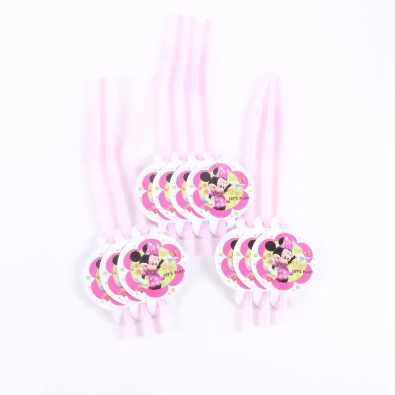 Straw 10pcs Рисунком Минни-Маус, Мышь вечерние торт Топпер одноразовые, для капкейков обертка для девочек кошка DIY украшения Одежда для свадьбы, дня рождения поставок 24 шт - Цвет: Straw 10pcs