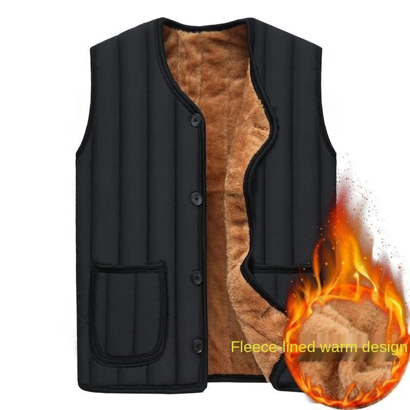 

Hair Liner New Dad Outfit Middle-aged Men Plus Velvet Vest Middle-aged And Elderly Vest Men's Vest Thick Cotton